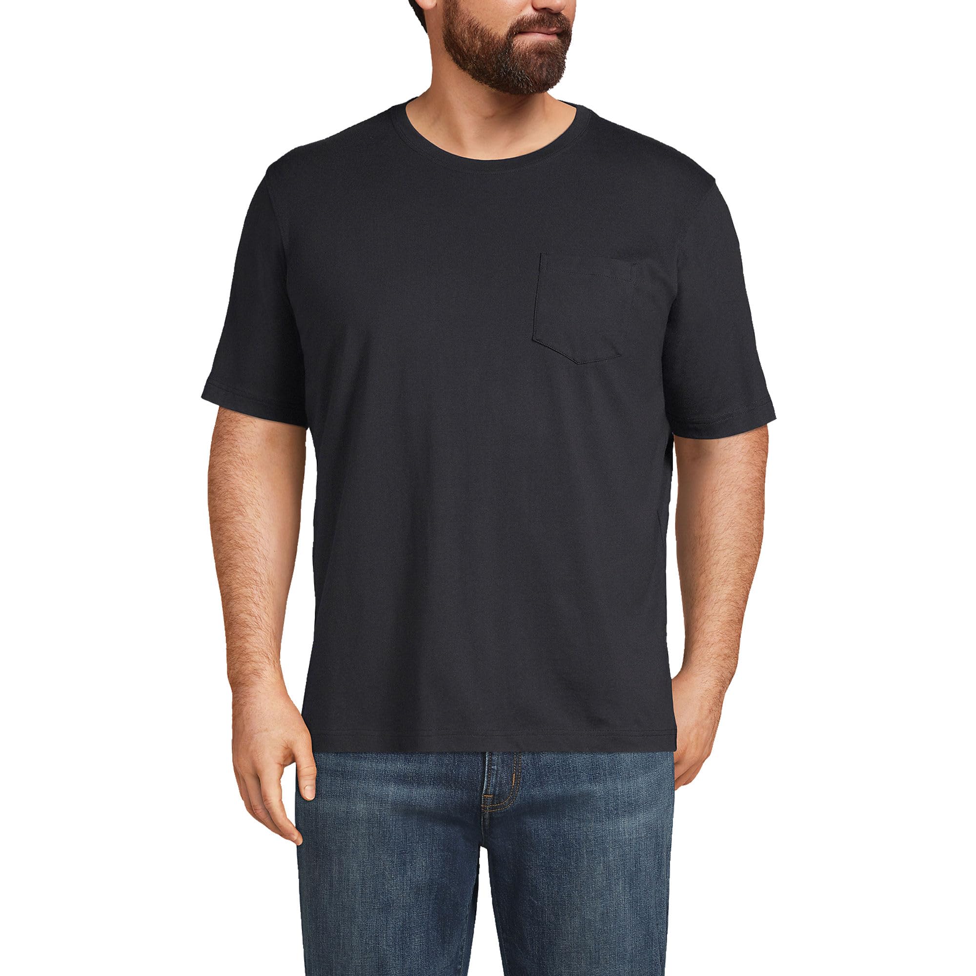 Lands End Mens Super-T Short Sleeve T-Shirt with Pocket
