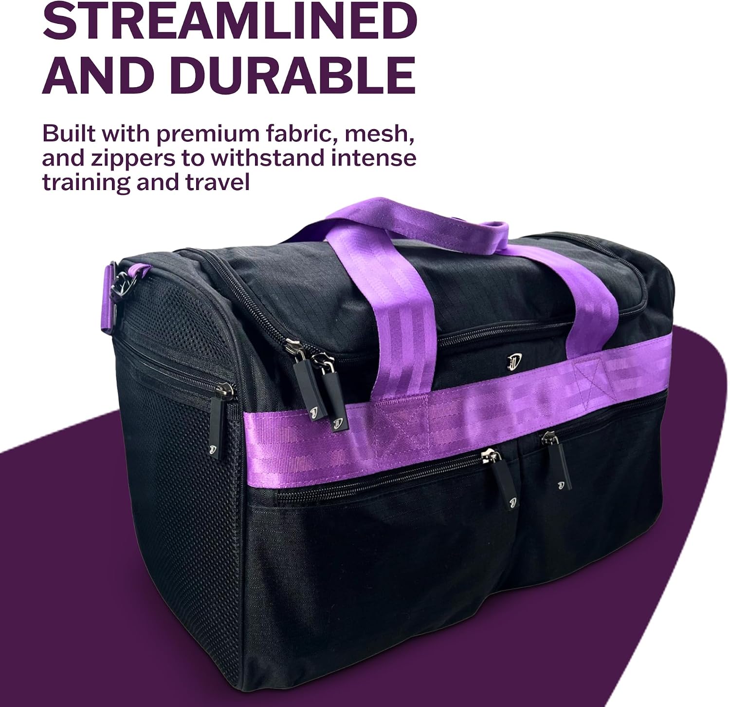Dream Duffel Elevate Gym Bag, Sports Duffle with Shoe Pockets, Insulated Compartment, and Durable Design, 19"x12"x11.5", Purple