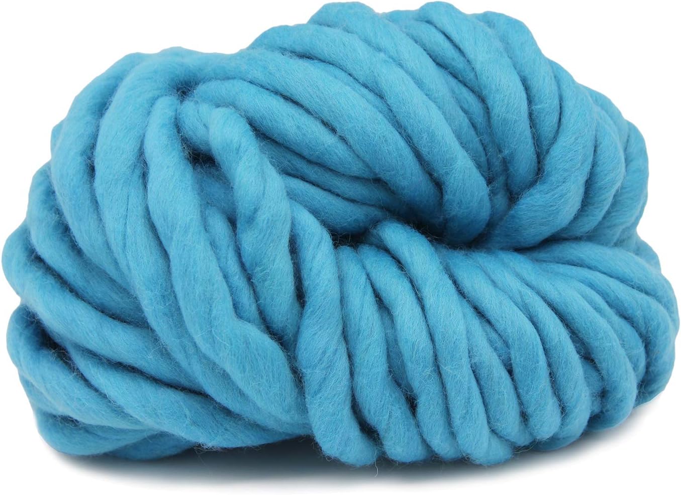 Merino Wool Super Chunky Yarn - Wool Roving Yarn for Finger Knitting,Crocheting Felting,Making RugsBlanket and Crafts (Sky Blue)