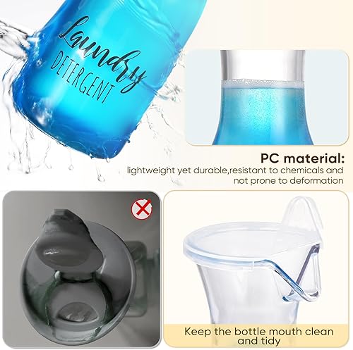 Miniatura 3 de ZZM Dispensador de detergente para ropa de 40 onzas con bandeja de bambú, dispensador de jabón para ropa para suavizante de tela, cuentas