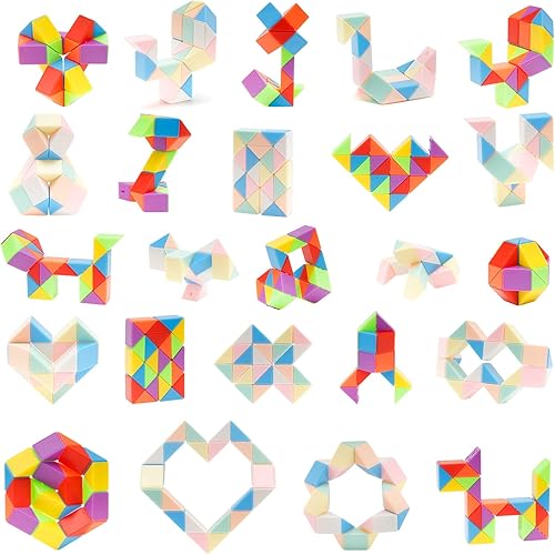 Miniatura 1 de Ganowo Paquete de 24 mini cubos de serpiente para ansiedad, mini rompecabezas giratorios, cubos mágicos de velocidad, juguetes para niños, regalos