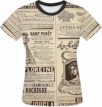 トップス UND SPACE NEWSPAPER PRINT TOP WDIRARA Men's Newspaper Print Top Drop Shoulder Round Neck