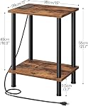 HOOBRO Side Table with Charging Station, End Table with USB Ports and Outlet, Nightstand with 2-Layer Storage Shelves for Small Spaces, Living Room, Bedroom, Stable Frame, Rustic Brown BF09UBZ01