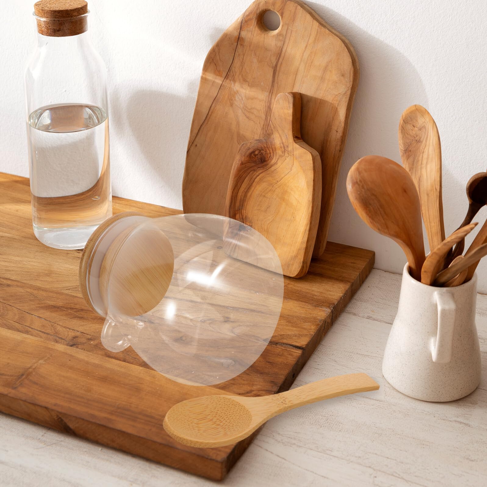 Barattolo Ermetico in Vetro 350ml con Coperchio e Cucchiaio, 2 Pezzi