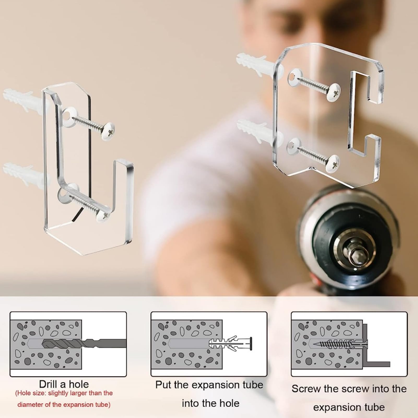 Tissting 2 Soportes para Espadas de Acrílico Horizontal para Montaje en Pared Samurái Tanto Rapier