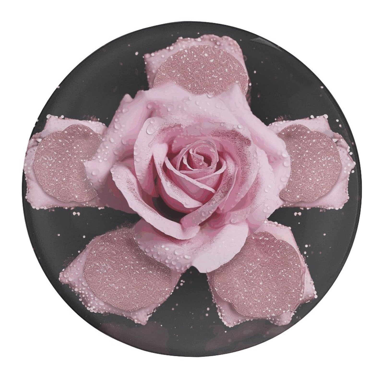 Fekiloot Style Glitter Pink Rose Refrigerator Magnet Fridge Magnet2 Pcs