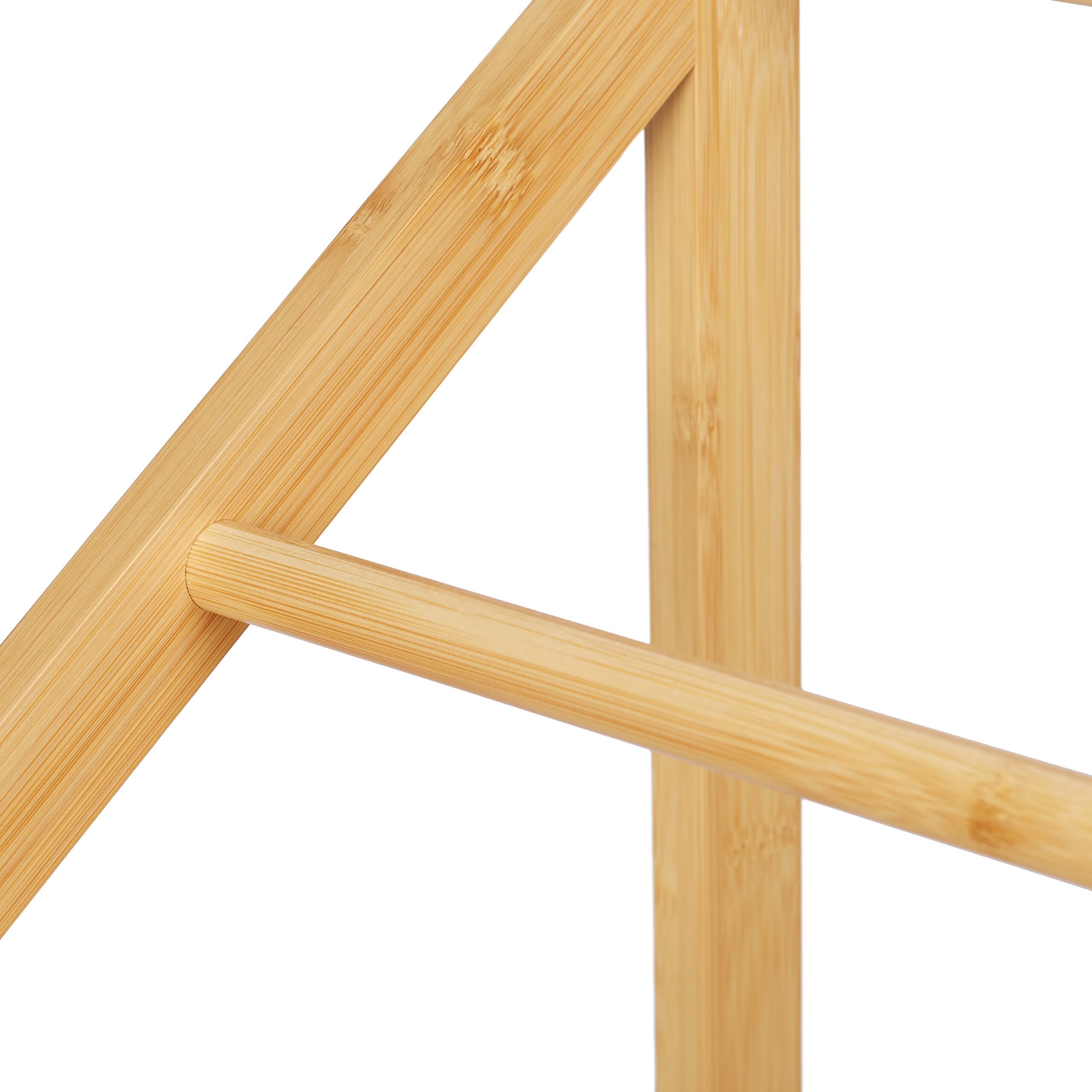 Porta Asciugamani Da Terra In Bambù - 3 Bracci, 2 Ripiani, Design Naturale, Per Bagno O Camera - Foto 6