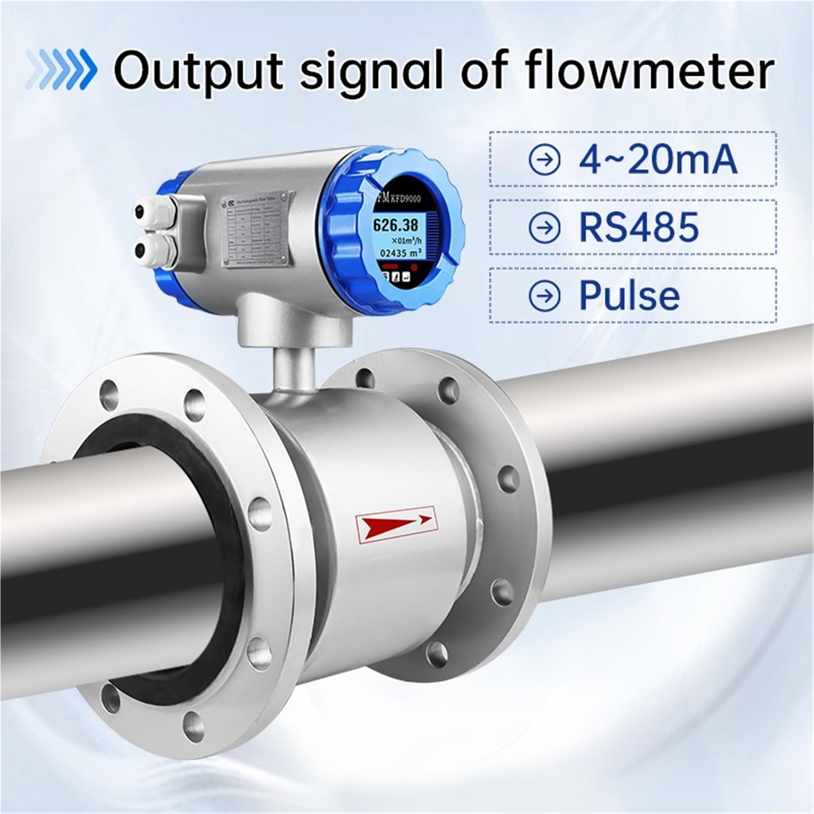 Caudalímetro electromagnético DN10 con Salida de señal de Pulso Universal RS485 de 4-20mA for medición de Flujo de líquido y Agua DN25(DN20 Upgraded)