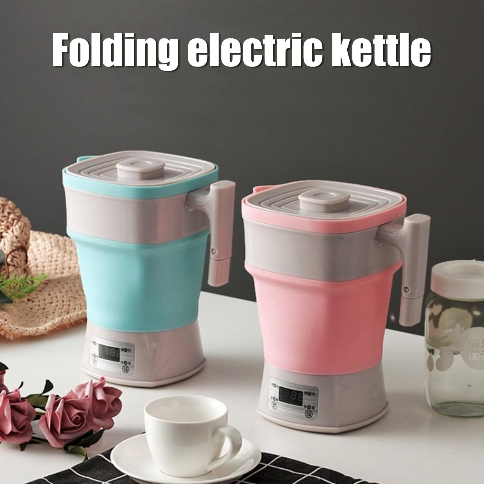Bouilloire électrique Pliante en Silicone Bouilloire à ébullition Rapide de 800 ML adaptée réunions de Famille et Besoins de Boissons Chaudes du Bureau Bouteille d ' Eau de Voyage Portable