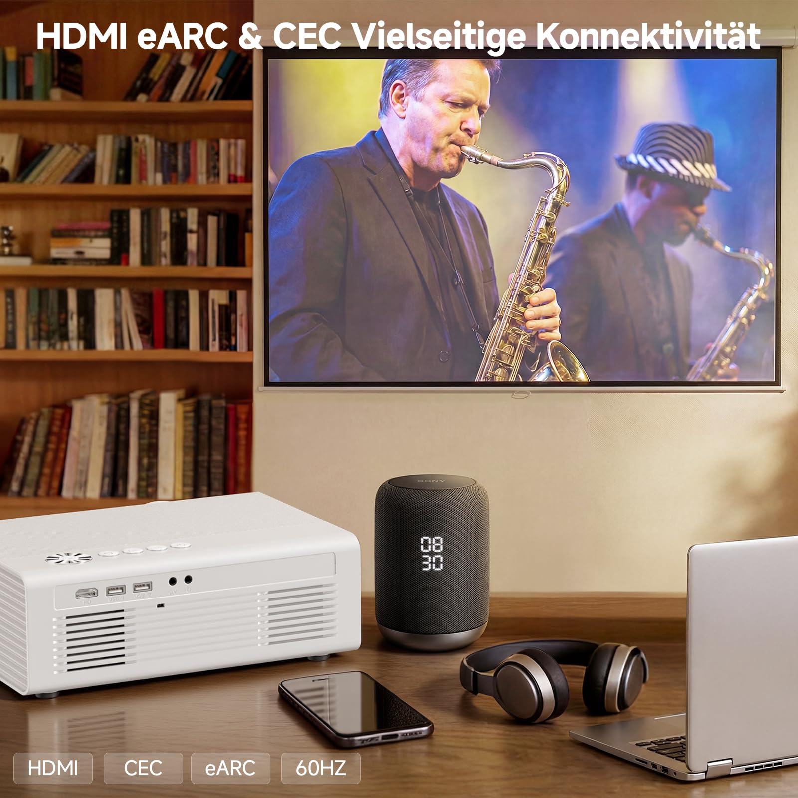 4K Smart Beamer mit WLAN & Bluetooth, KOGATA Projektor mit Autofokus, 6D Keystone, HDR10+ | Kompatibel mit Netflix-App & Dolby Audio | Heimkino Beamer für Garten & Streaming ohne TV-Stick