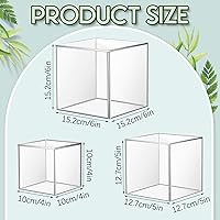Vista 2 de Kigley 6 Pcs Acrylic Boxes for Display, 4''x4'', 5''x5'', 6''x6'', Small Square Clear Cube Nesting Riser Showcase Crystal Cupcake Stand Pedestal