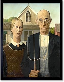 Grant Wood American Gothic Painting Art Print Framed Poster Wall Decor 12x16 inch