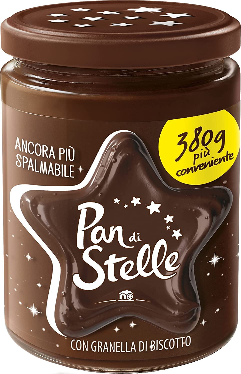 10X Pan di Stelle Maxi Pack - Crema Spalmabile di Cacao e Nocciole con Granella di Biscotto 380 g - Nuovo Formato e Restyling