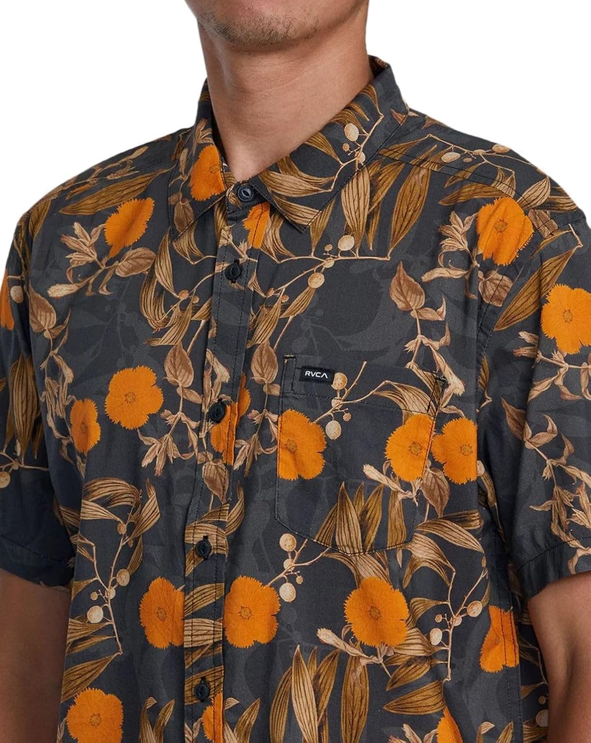 RVCA Men's Botanical Short Sleeve Woven Button Up Shirt