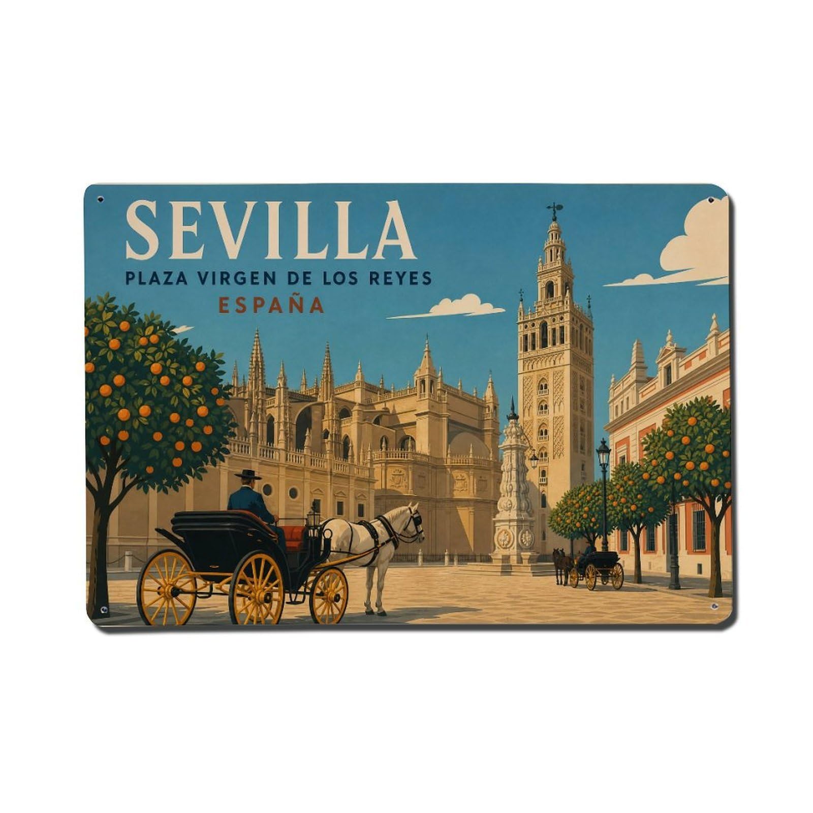 Metal Tin Sign Spain Seville Vintage Travel