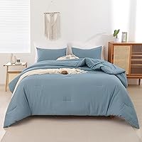 Vista 289 de ROSGONIA Juego de edredón tamaño Queen, color gris carbón, 3 piezas (1 edredón gris oscuro y 2 fundas de almohada) para todas las estaciones, ropa