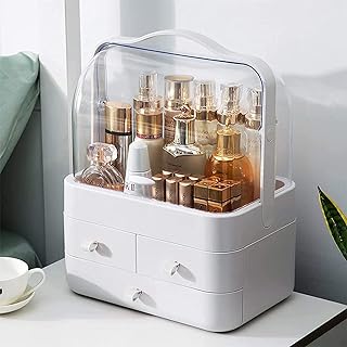 منظم مكياج للنساء بأدراج تخزين لمستحضرات التجميل والعناية بالبشرة مناسب لخزانة الملابس والحمام ومقاوم للغبار والماء