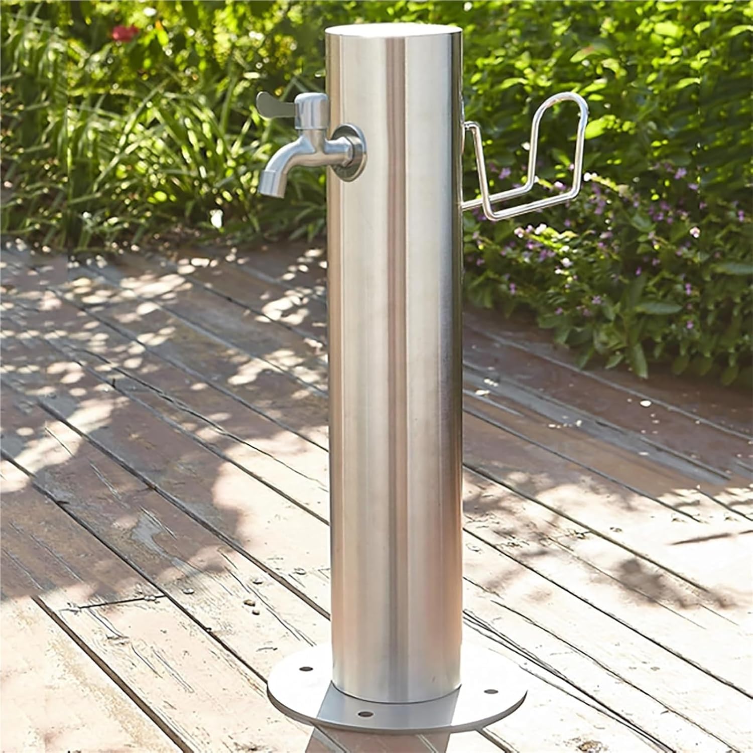 Outdoor Vertical Garden Water Column with Spray Gun - Adjustable Outdoor Faucet for Garden Irrigation & Fountain, Includes Installation Accessories (Silver, 1.13m x 86cm)