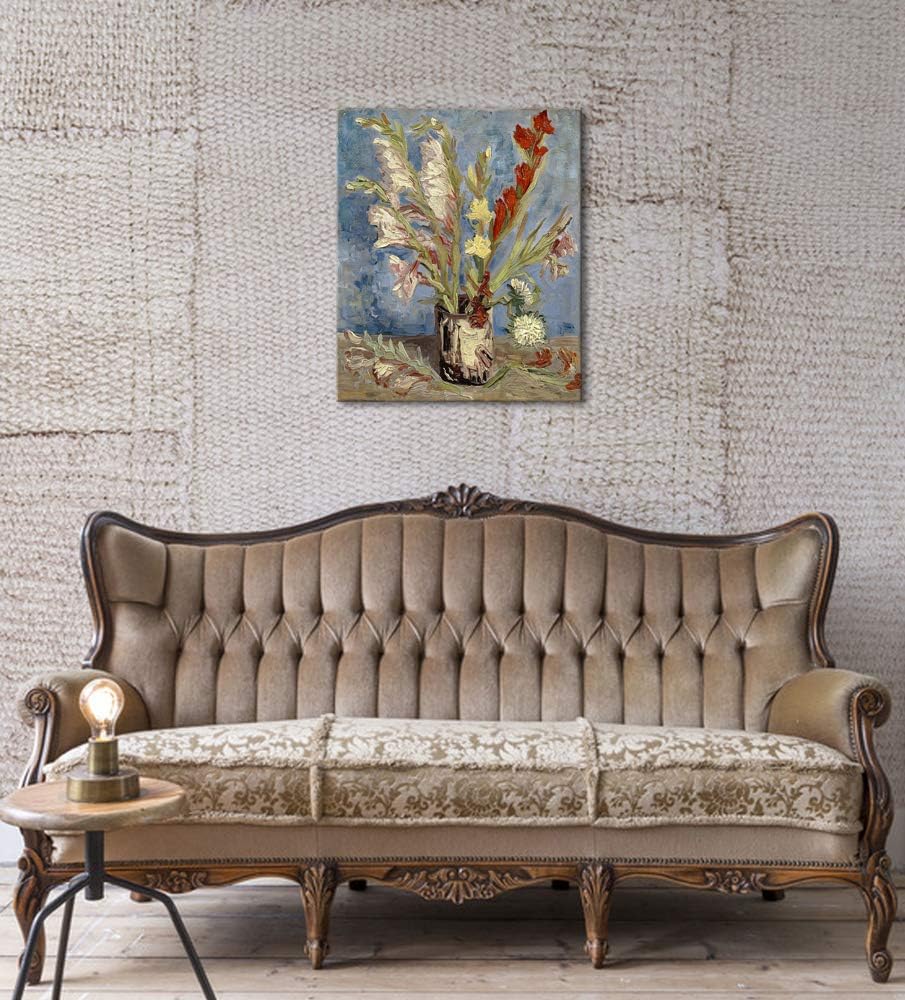 Wieco Art Vase with Gladioli and China Asters Large Modern Floral Giclee Canvas Prints Wall Art by Van Gogh Famous Artwork Oil Paintings Reproduction Abstract Flowers Pictures for Office Decor