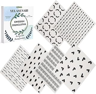 Swedish Dishcloths for Kitchen Reusable 6 Pack Kitchen Towels No Odor Quick-Drying Reusable Paper Towels Reusable Paper Towels Washable for Countertop Sink Kitchen