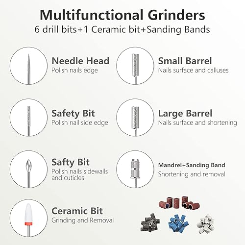 Miniatura 2 de Taladro eléctrico profesional de uñas Efile Kit de taladro de uñas para acrílico, uñas de gel, kit de manicura y pedicura para herramientas de forma