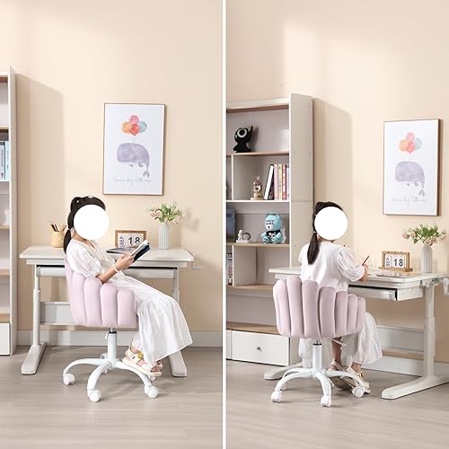 Miniatura 6 de HEAH-YO Juego de 1 silla giratoria para niños, silla de escritorio ajustable para niños con reposabrazos y respaldo, bonita silla de estudio para