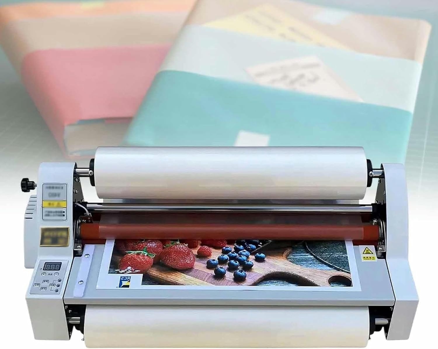 Laminating Machine Hot Cold Foil Machine, Digital Display Single Sided Thermal Laminating Machine, Roll Laminator Single, for Office, Home and School~/