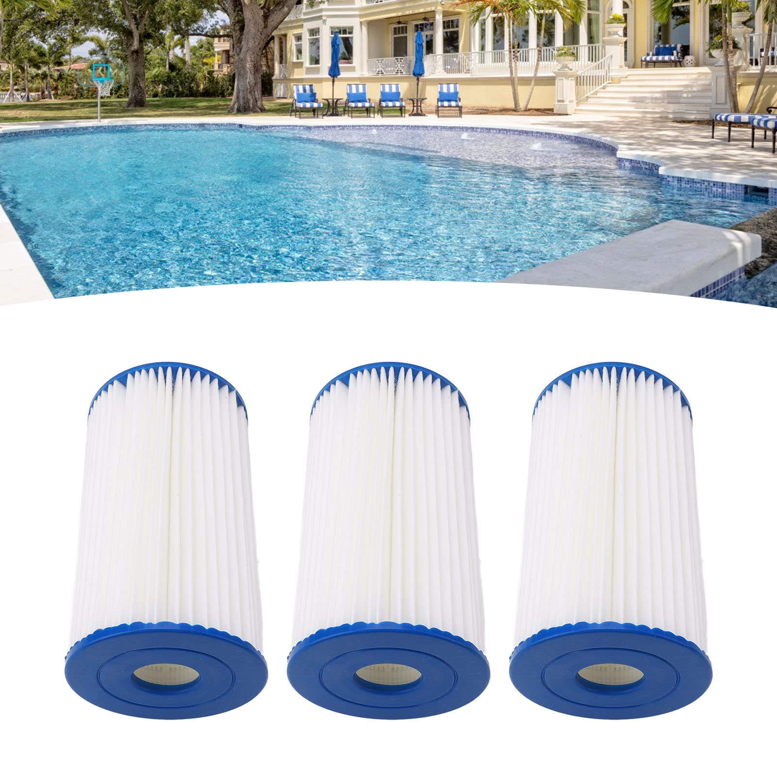 Aramox Cartucce Filtranti Tipo B Filtro per Piscina Confezione da 3 Cartucce per Piscina in Tessuto Trifoglio 5,6 X 1,9 X 10 Pollici per e Pompa per Termale per Detriti d'Acqua B