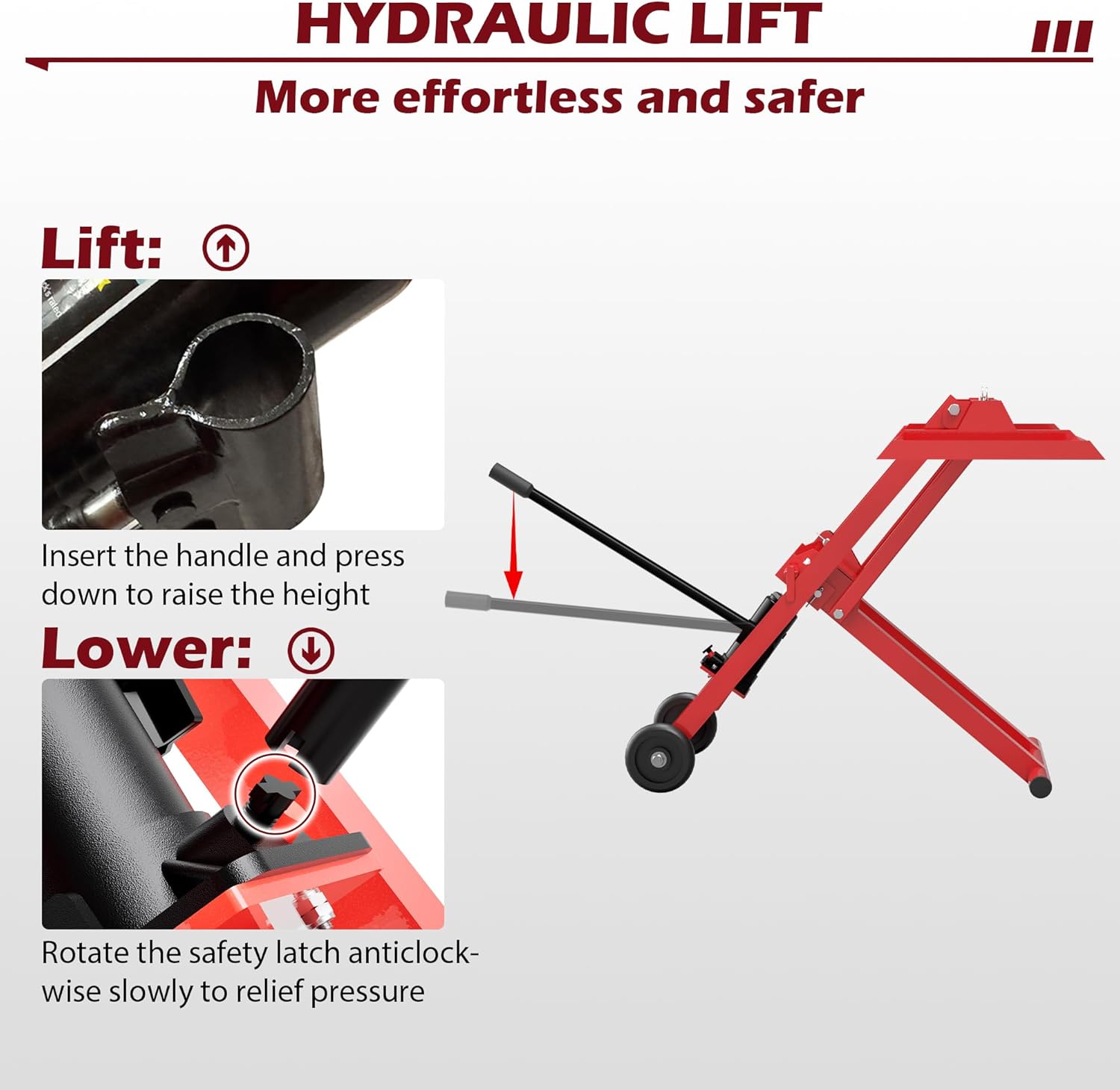 Lawn Mower Lift Jack,Sturdy Design, 500 lbs Capacity for Tractors and ATVs & GardenTractors Use for Mower Maintenance Or Repair,Red