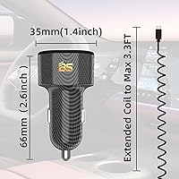 Vista 6 de Cargador de coche retráctil de 72 W para iPhone 17 16 15 Pro Max, cargador de coche USB C 3 en 1 carga rápida con cable en espiral, adaptador