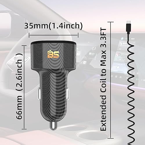 Miniatura 6 de Cargador de coche retráctil de 72 W para iPhone 17 16 15 Pro Max, cargador de coche USB C 3 en 1 carga rápida con cable en espiral, adaptador de