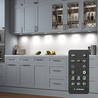 LABOREDUCER Smart Under Cabinet Lighting 12 Pack Dimmable with Alexa Google Assistant,App and Remote Control,Under Cabinet Lights Wired Plug in or Hardwired for Kitchen Counter