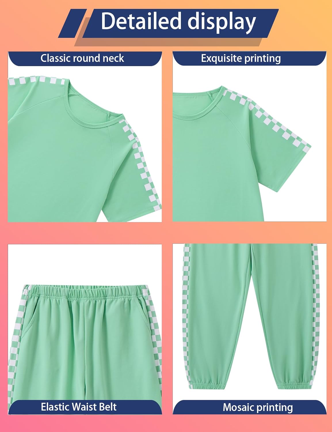 Girls Clothes, Teen Girl Clothes Sweetie-Girl Short Sleeve Tops Long Pants 2PC Casual Sweatsuits Set 6-14Y - Image 7