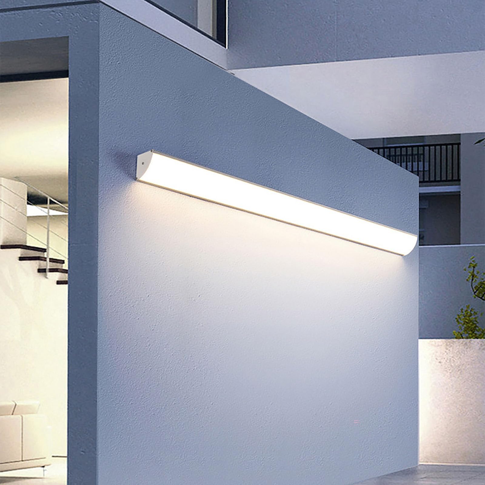 HELCEKOU LED Outdoor Wall Lights - Modern Triangular Sconce, IP65 Waterproof, 80CM Strip Lighting for Balcony, Yard, Garage 3000K/4000K/6000K Decorative Illumination