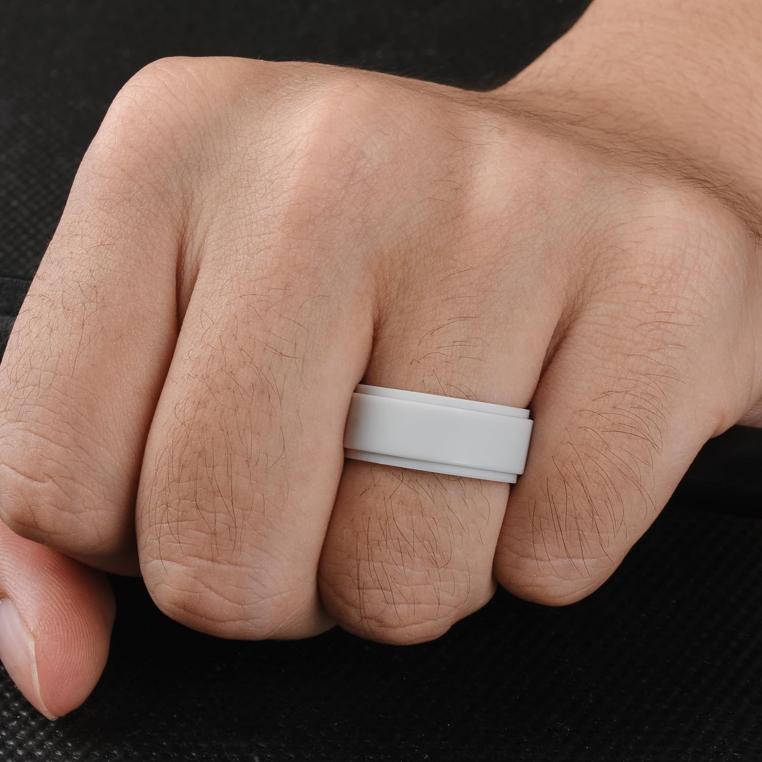 Miniatura 6 de Egnaro Silicone Wedding Rings Mens, Inner Arc Breathable Design Silicone Rings for Men, 7 Rings 4 Rings 1 Ring Step Edge Rubber Wedding Engagement