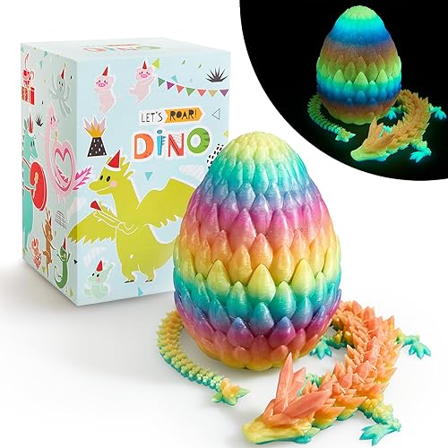 Miniatura 82 de Huevo de dragón impreso en 3D de 15 pulgadas, juguetes de cumpleaños de Navidad, regalo de relleno de calcetines, dragón de cristal articulado