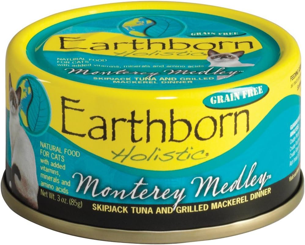 Earthborn Holistic Grain Free Cat Food in 2 Flavors: (5) Harbor Harvest and (5) Monterey Medley (10 Cans Total, 3 Ounces Each)