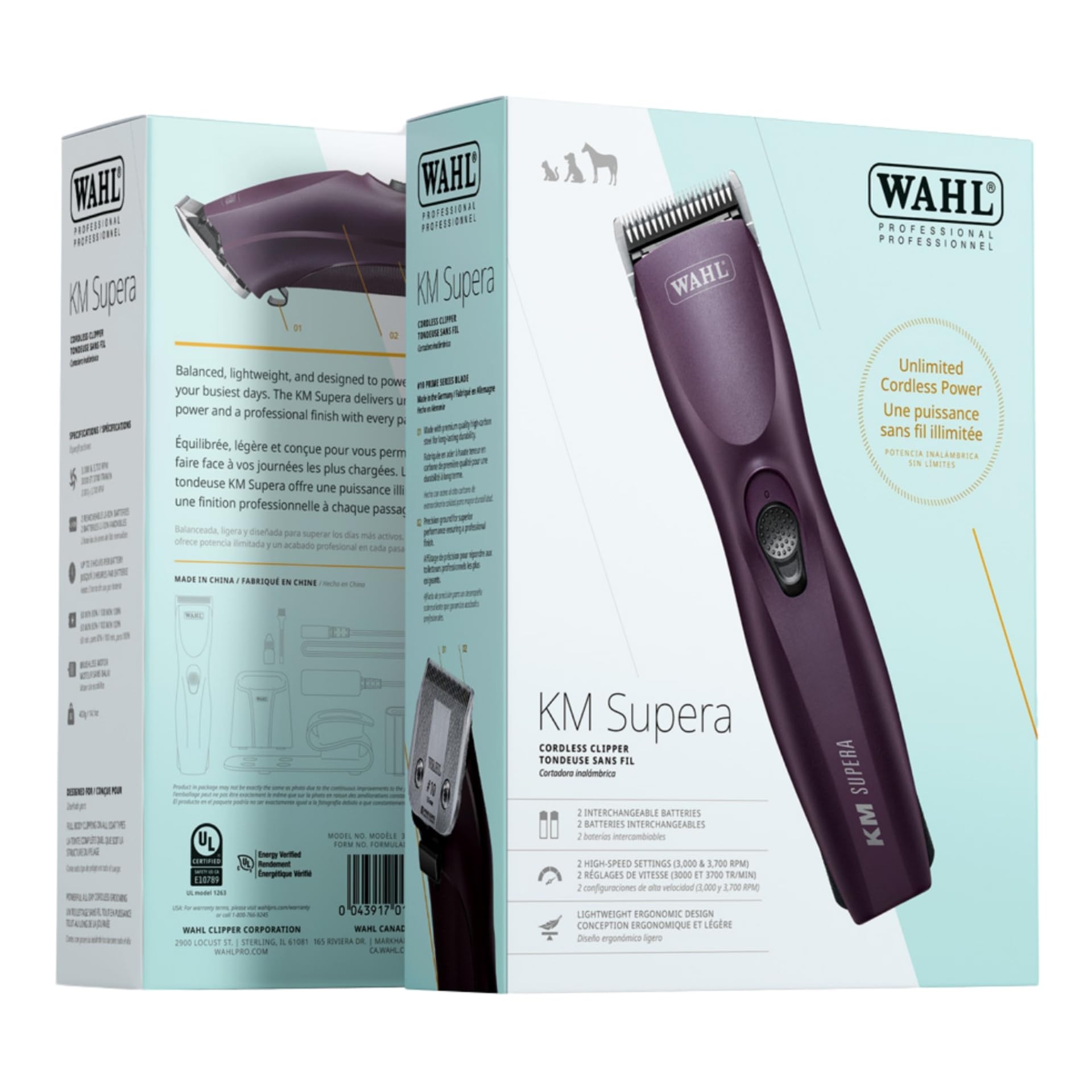 Agrarzone Wahl KM Supera Hundeschermaschine Akku Schermaschine Hund Moser | Aufsteckkamm Set, 2 Akkus, Profi, Hund, Katze, 6h Akkulaufzeit
