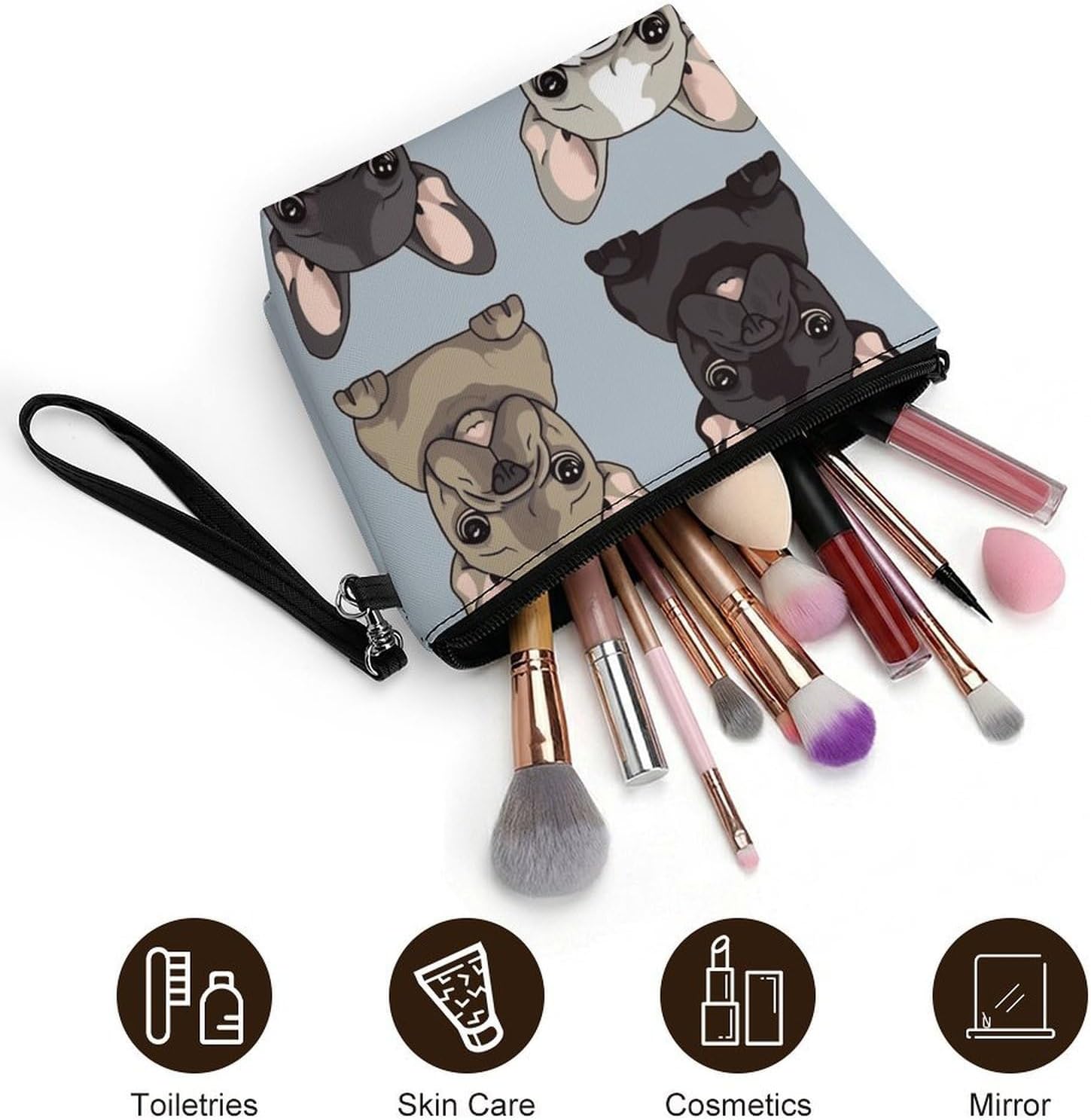 French Bulldog Travel Makeup Bag Large Capacity Toiletry Bag image 5