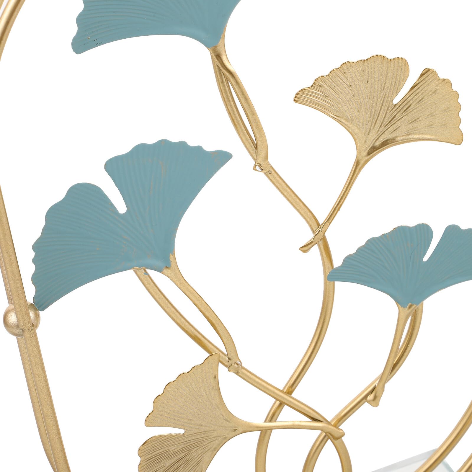 Sculpture Artistique de Feuilles de Ginkgo en Fer et Cristal Doré, Design Creux Élégant pour Décoration D'entrée et Bureau Moderne