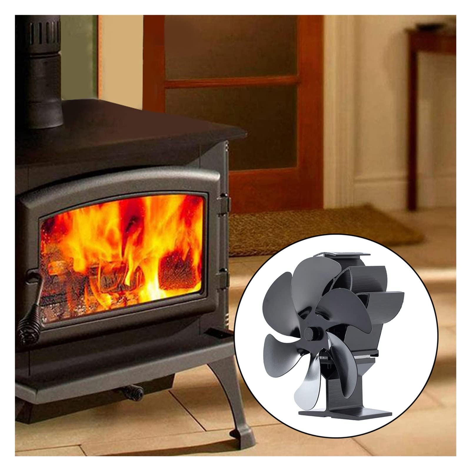 6 Mes Houtbrander Openhaardventilator Mini Warmte Aangedreven Kachelventilator Eco Ventilator Stil Thuis Efficiente Warm