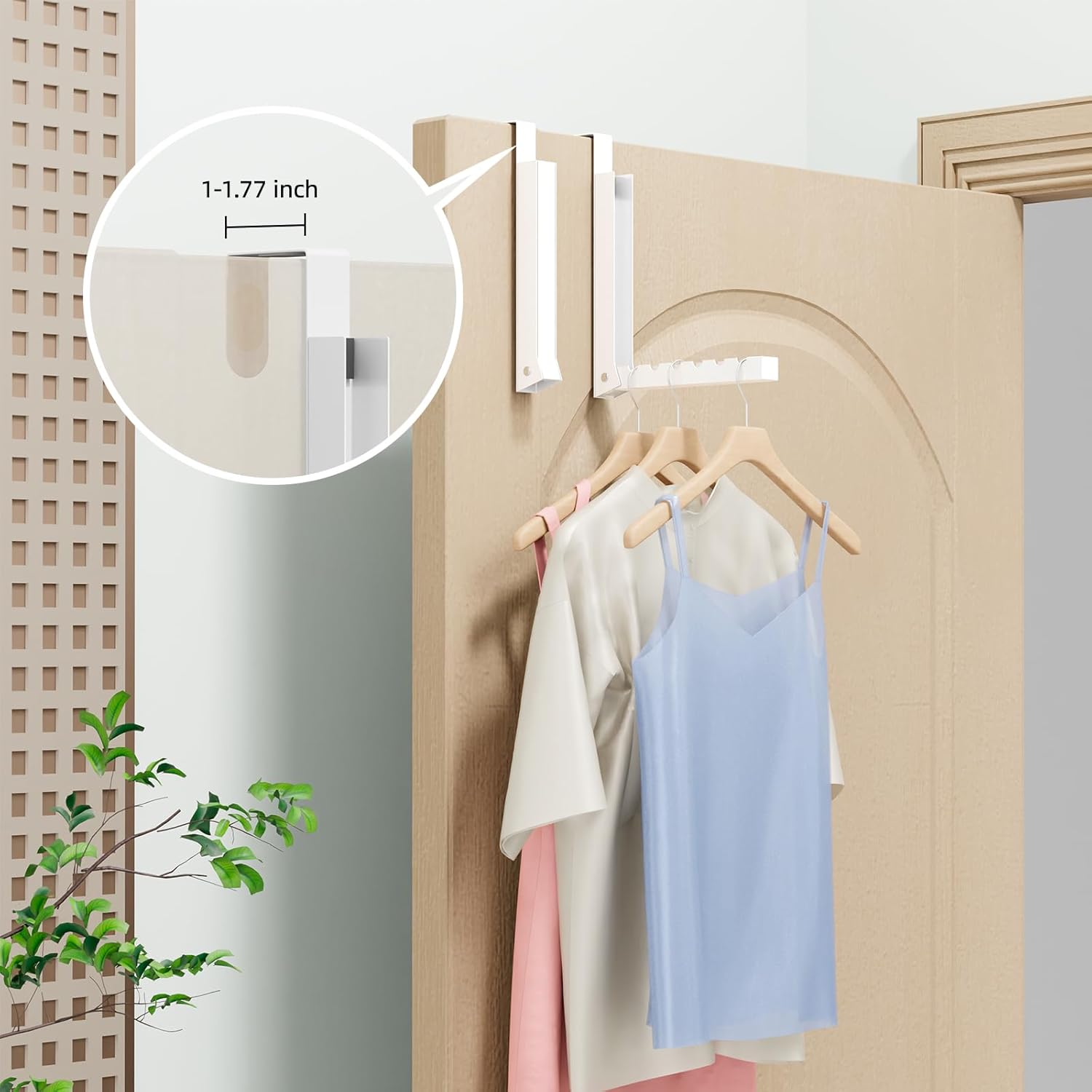 Over the Door Hooks, Extended Over the Door Storage Hook,Space-Saving Over the Door Rack,Door Hooks for Hanging Clothes,Larger Capacity Over the Door Hanger (4, BK-White)