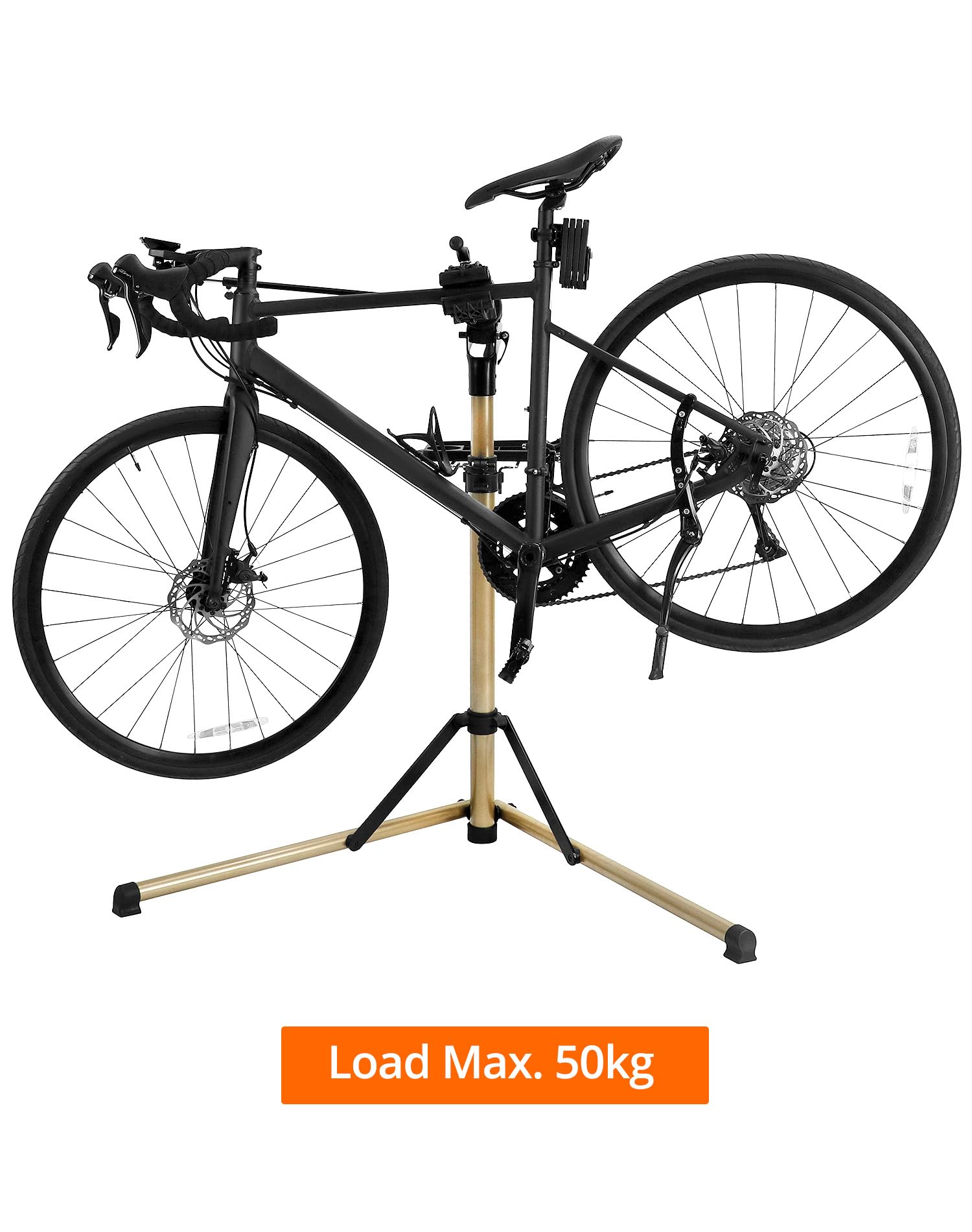 QWORK® Stojak montażowy do stojaka do naprawy rowerów, stopu aluminium, regulacja wysokości 58-156 cm, zacisk obrotowy 360°, nośność do 50kg