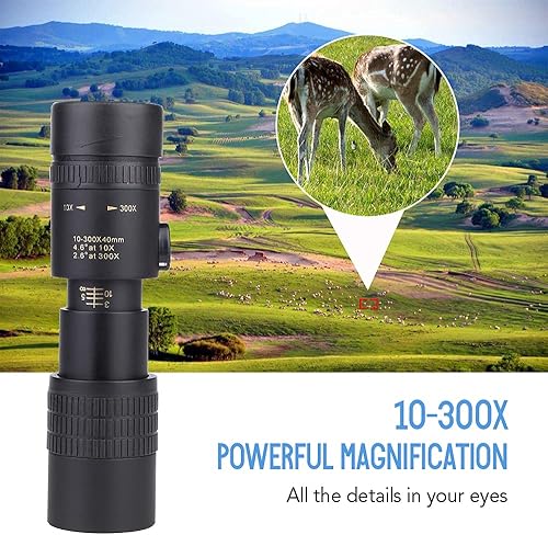 Miniatura 2 de 10-300X40mm BAK4 Prism Telescope Monocular Location Scope with Smart Phone Holder and Tripod for Adults Bird Watching Camping Hiking
