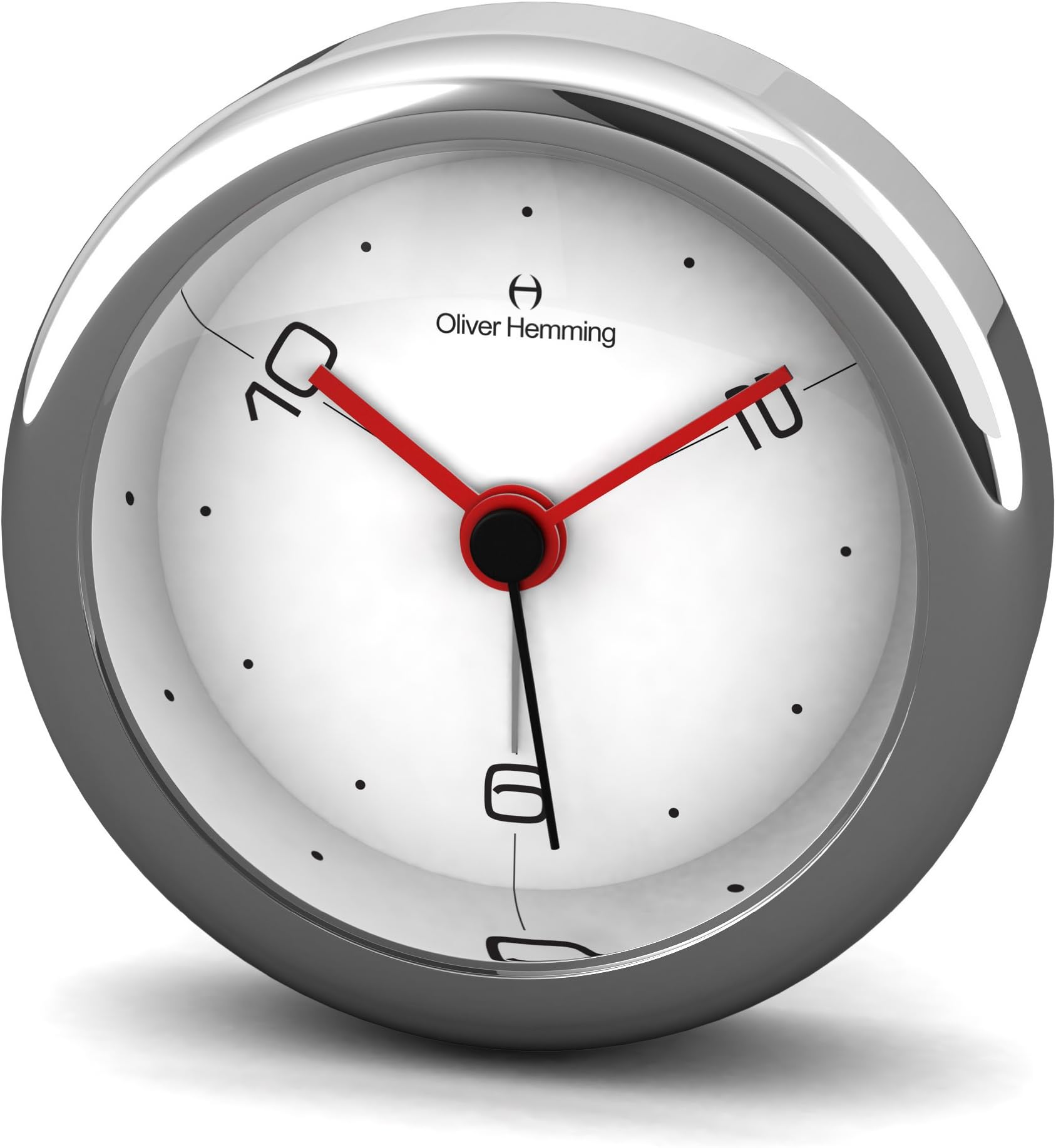 Oliver Hemming 10,2,6 6 cm Travel Alarm Clock with Crystal Glass Lens, White