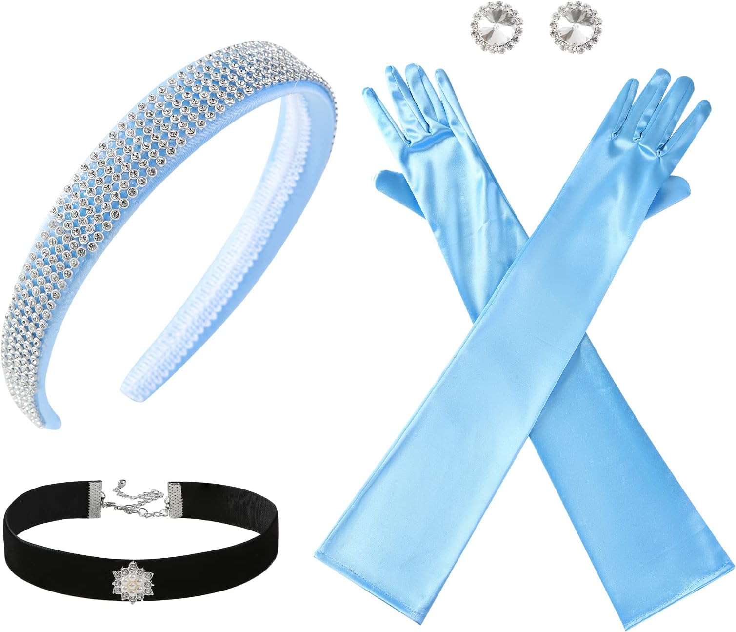 Princess Headband Choker Earring Long Gloves Costume Accessories