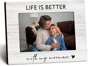 Meemaw 4x6 Picture Frame, Grandkids Photo Frame, MeemawGifts for Grandma, Gifts for Meemaws Mothers Day from Grandchildren, Life Is Better with My Meemaw Picture Photo Frames for Desk Decor