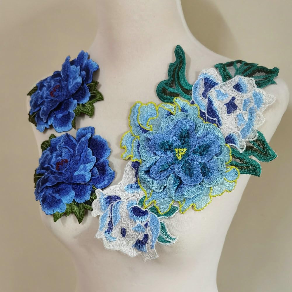 3pcs Flowers Embroidered Patch Sticker for Clothing Jacket