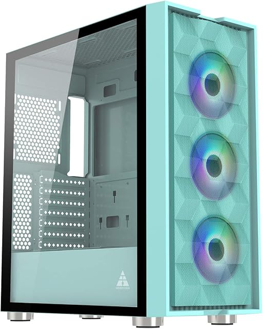 GOLDEN FIELD Magician Mid Tower ATX/MATX Case, 3 * 120mm Fans Pre-installed, Tempered Glass Side Panel Gaming PC Case - Blue