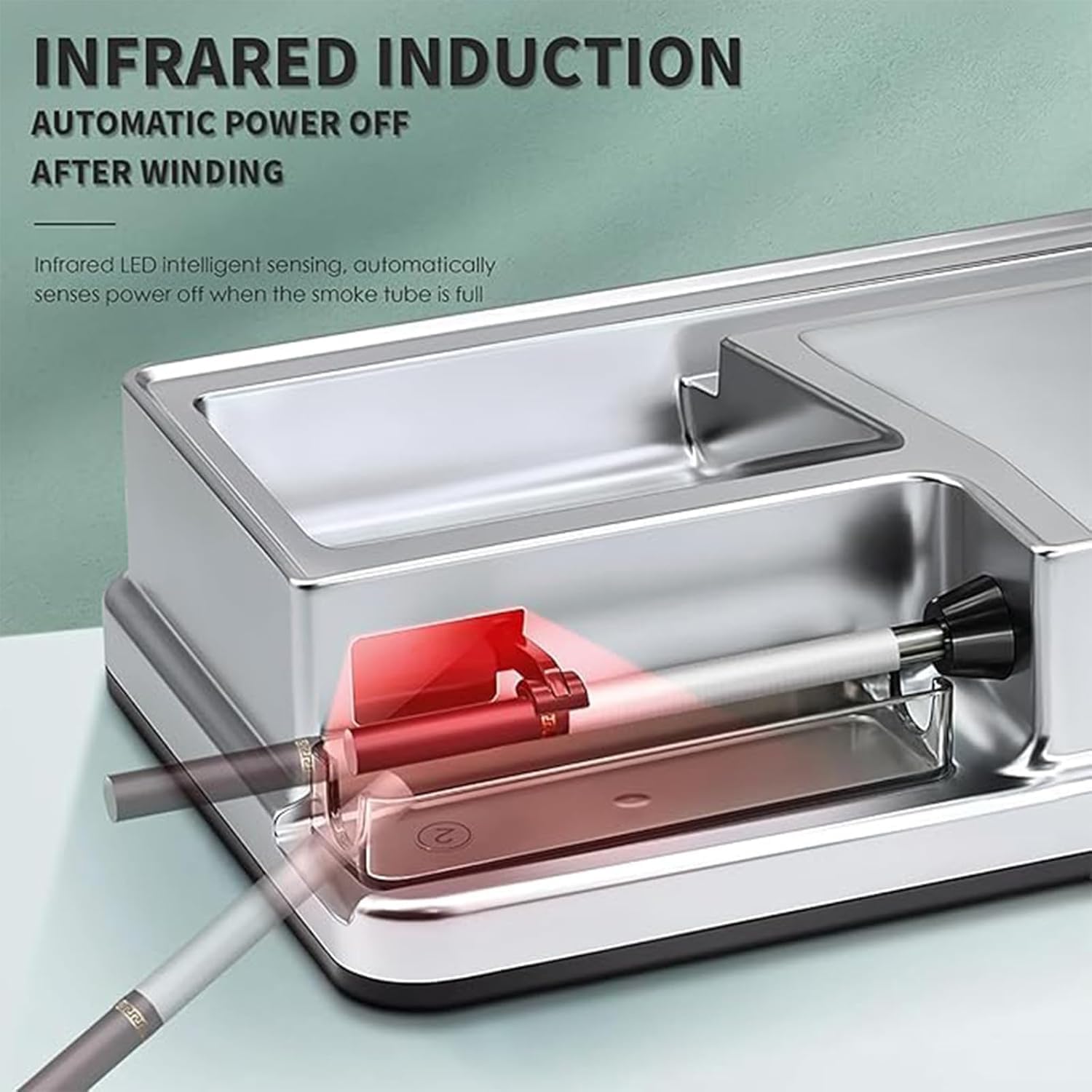 Electric Cigarette Rolling Machine, 6.5/8mm Cigarette Rolling Machine, Smart Induction Pause/LED Count, Tightness Adjustable, Self-Grinding Feed for Smoker